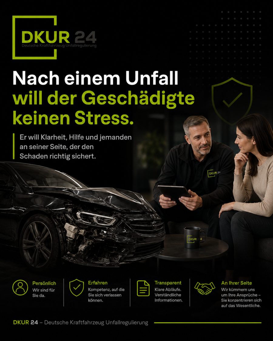 Nach einem Unfall will der Geschädigte keinen Stress – DKUR24 berät persönlich
